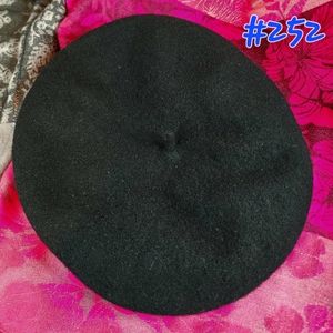 100% Black Wool Beret.